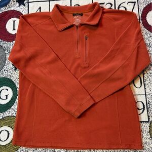 LL Bean Quarter Zip Orange Mens Medium